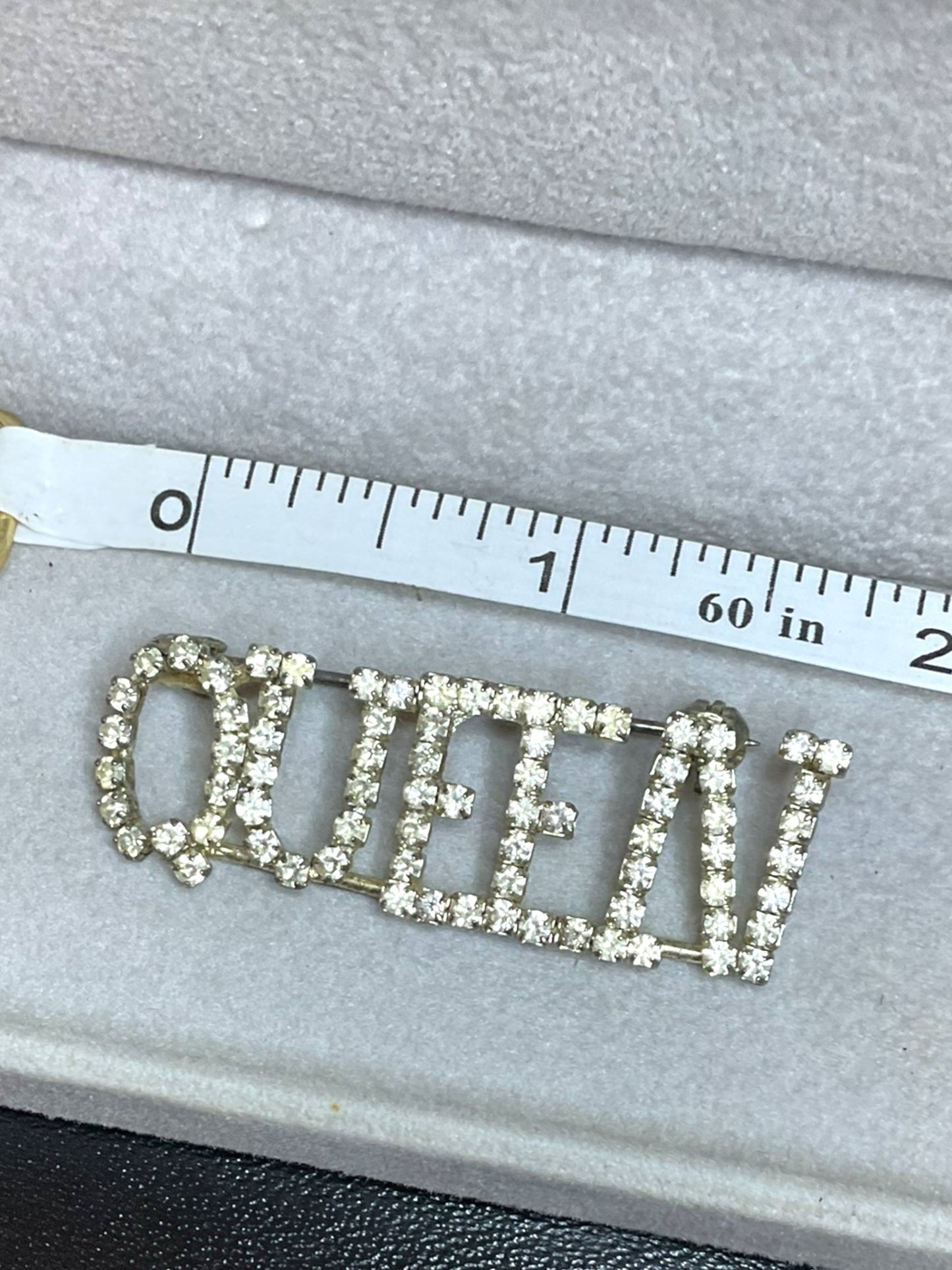 Vintage Rhinestone Queen Brooch