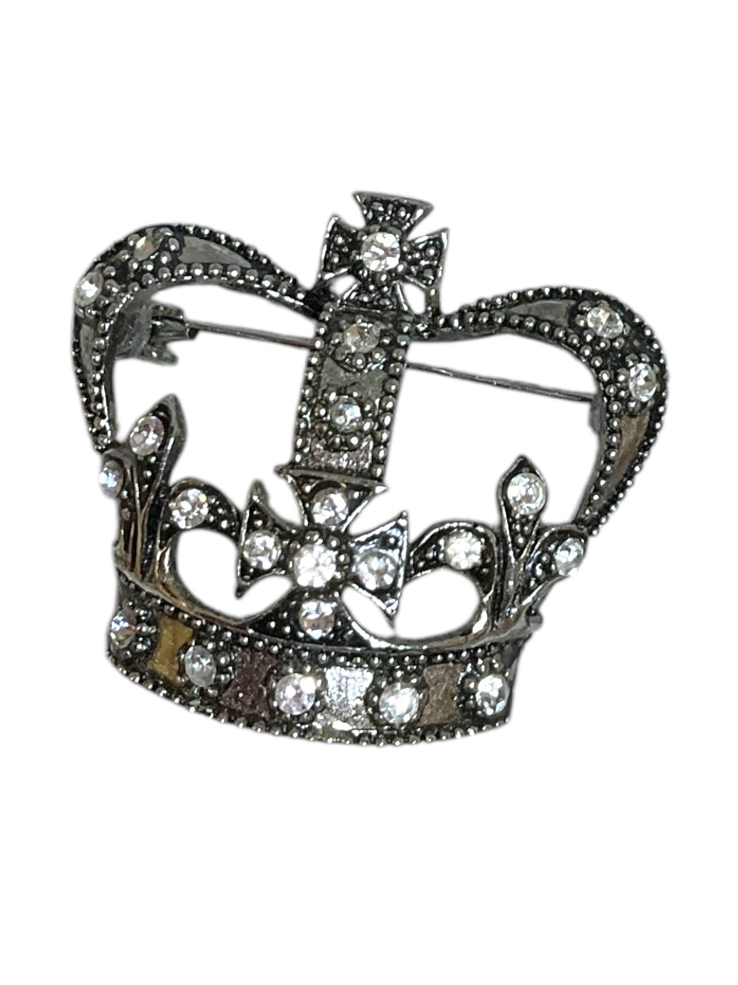 Vintage Crown with Rhinestones Brooch
