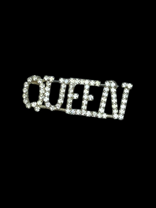 Vintage Rhinestone Queen Brooch