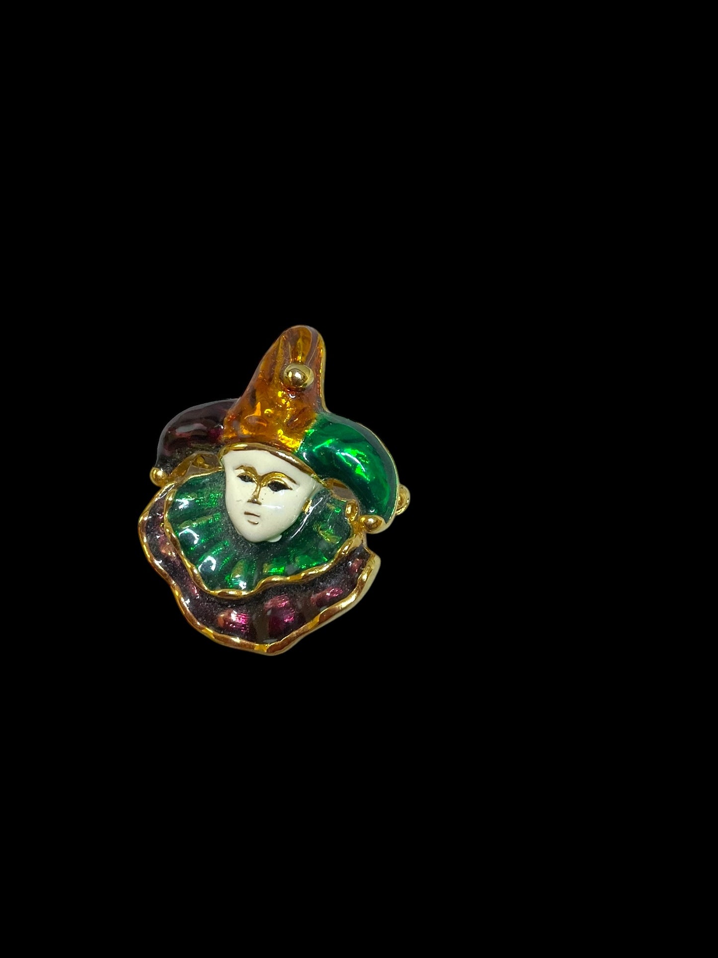 Vintage Mardi Gras Jester Clown Brooch-Pin