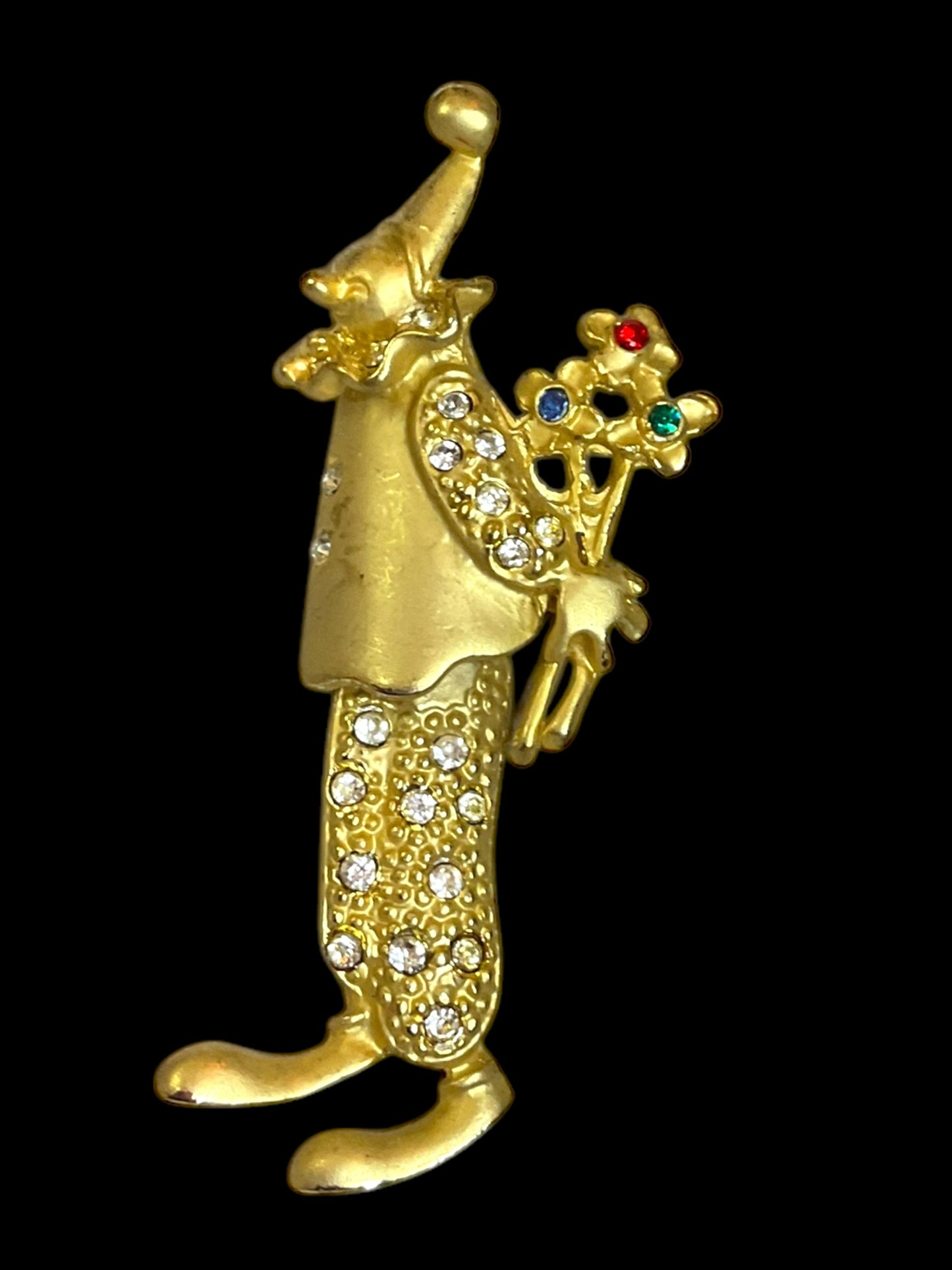 Vintage Kitsch Clown 80s French Dangle Moving Brooch