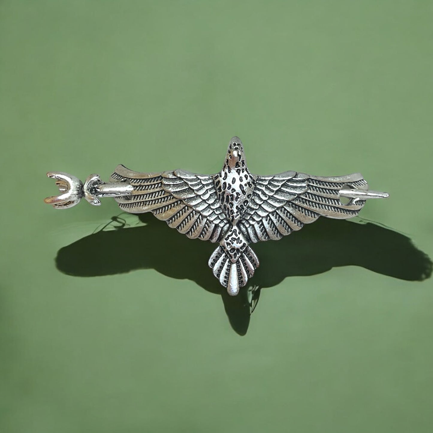 Crow/Raven Bird Silver Tone Vintage Metal Shaw Pin/Hair Clip