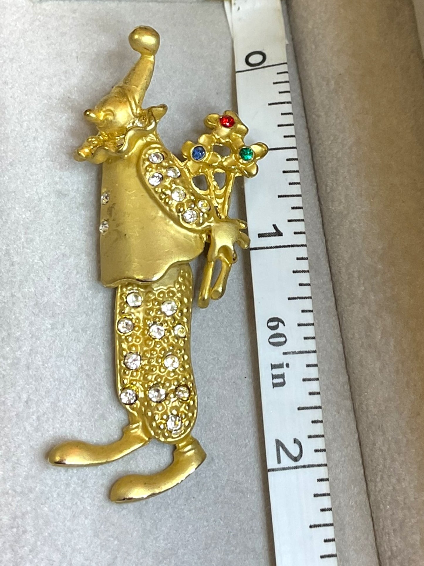 Vintage Kitsch Clown 80s French Dangle Moving Brooch