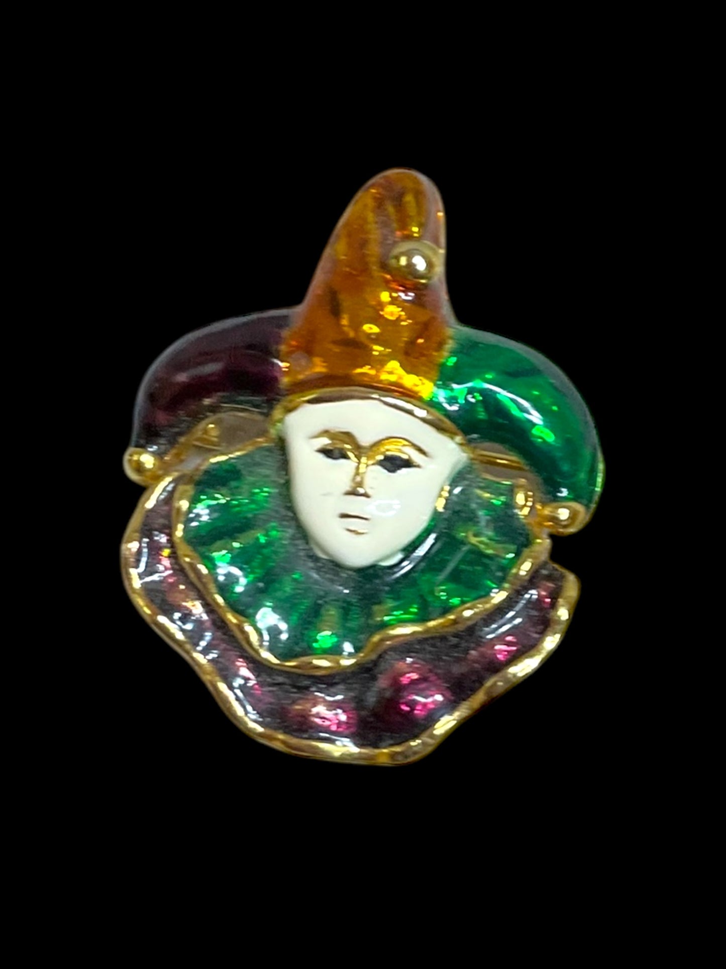 Vintage Mardi Gras Jester Clown Brooch-Pin