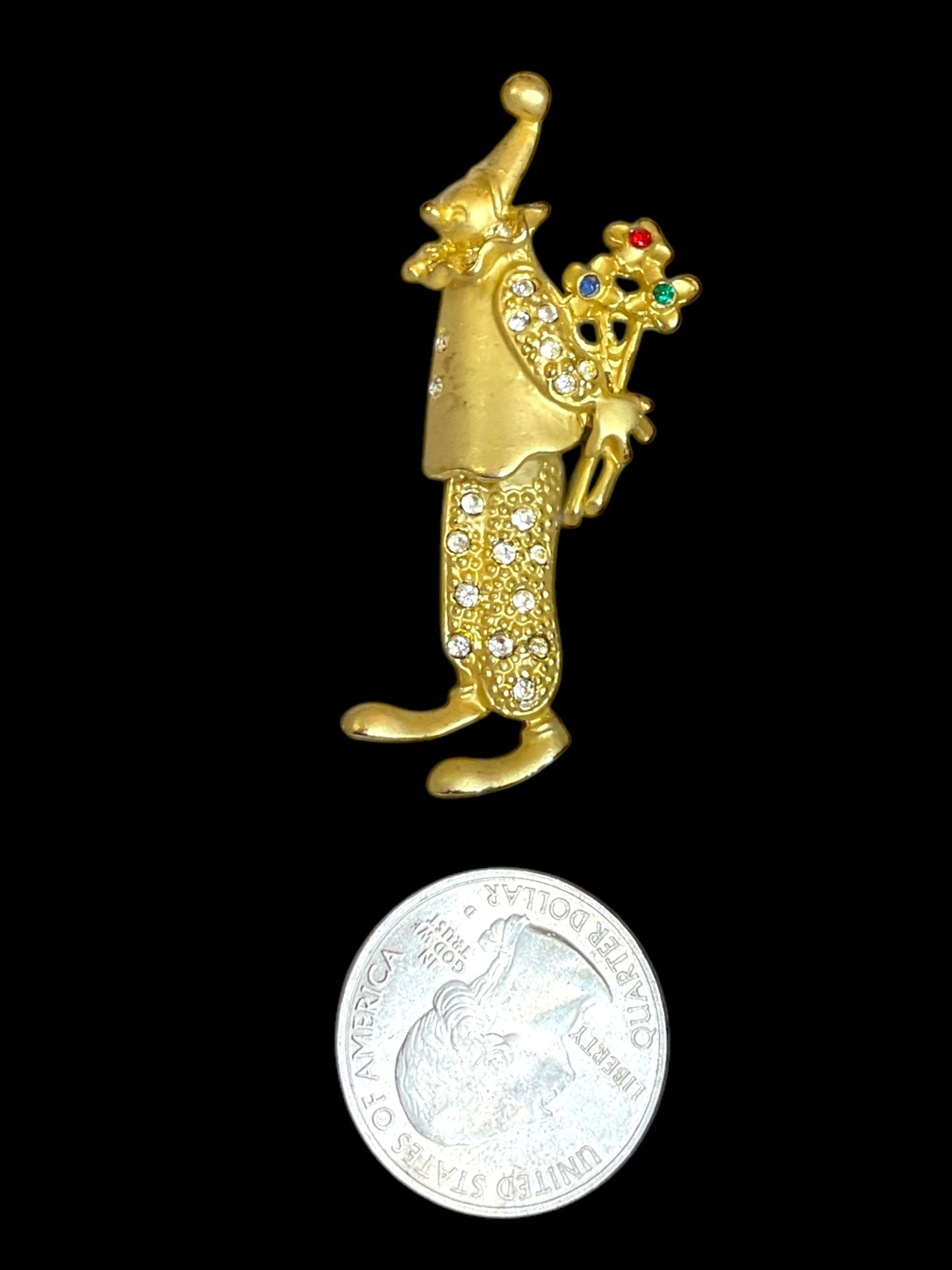 Vintage Kitsch Clown 80s French Dangle Moving Brooch