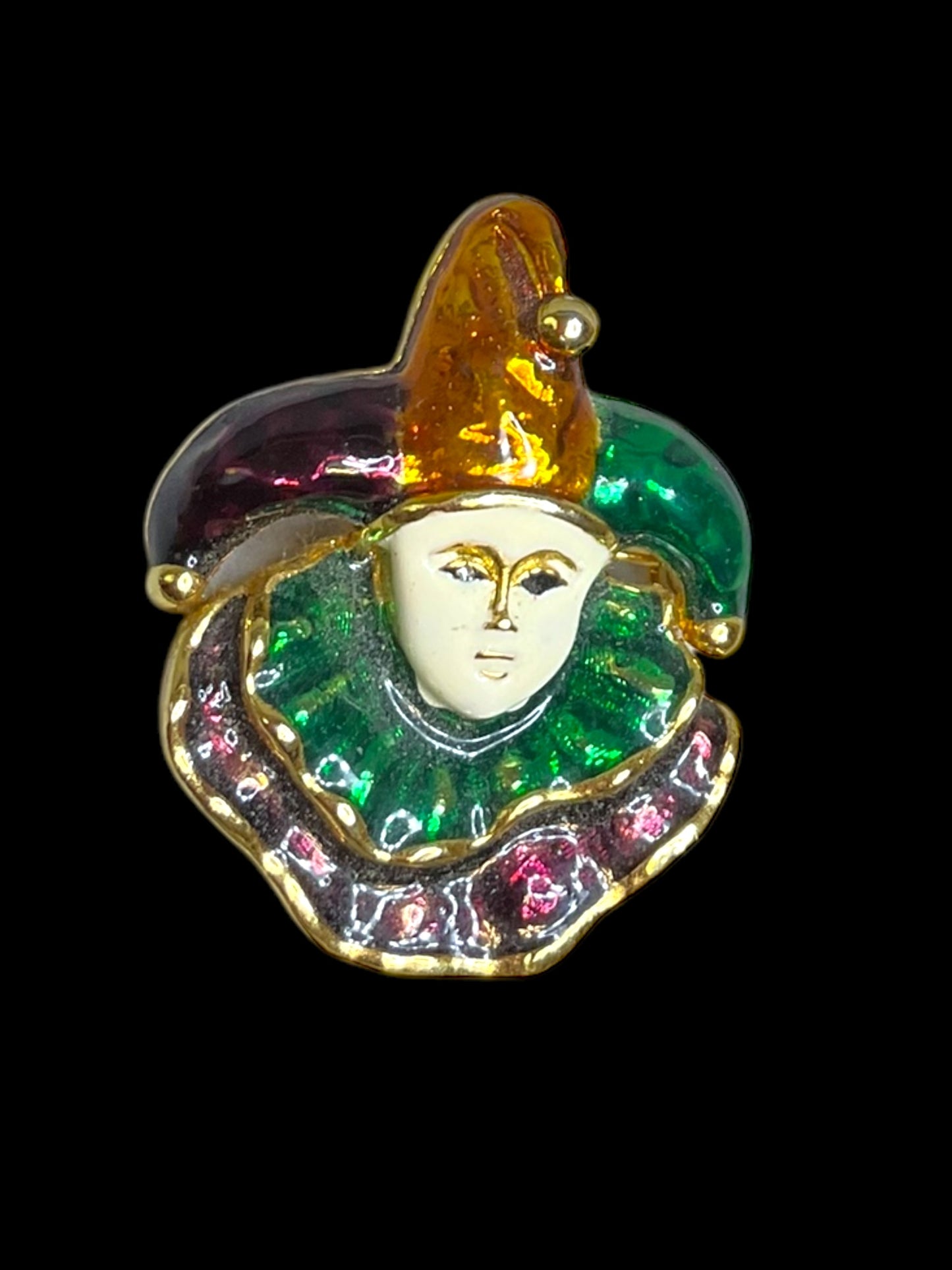 Vintage Mardi Gras Jester Clown Brooch-Pin