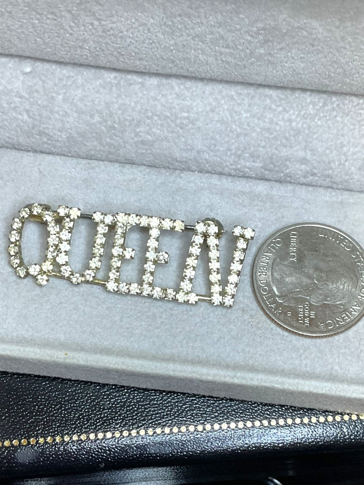 Vintage Rhinestone Queen Brooch