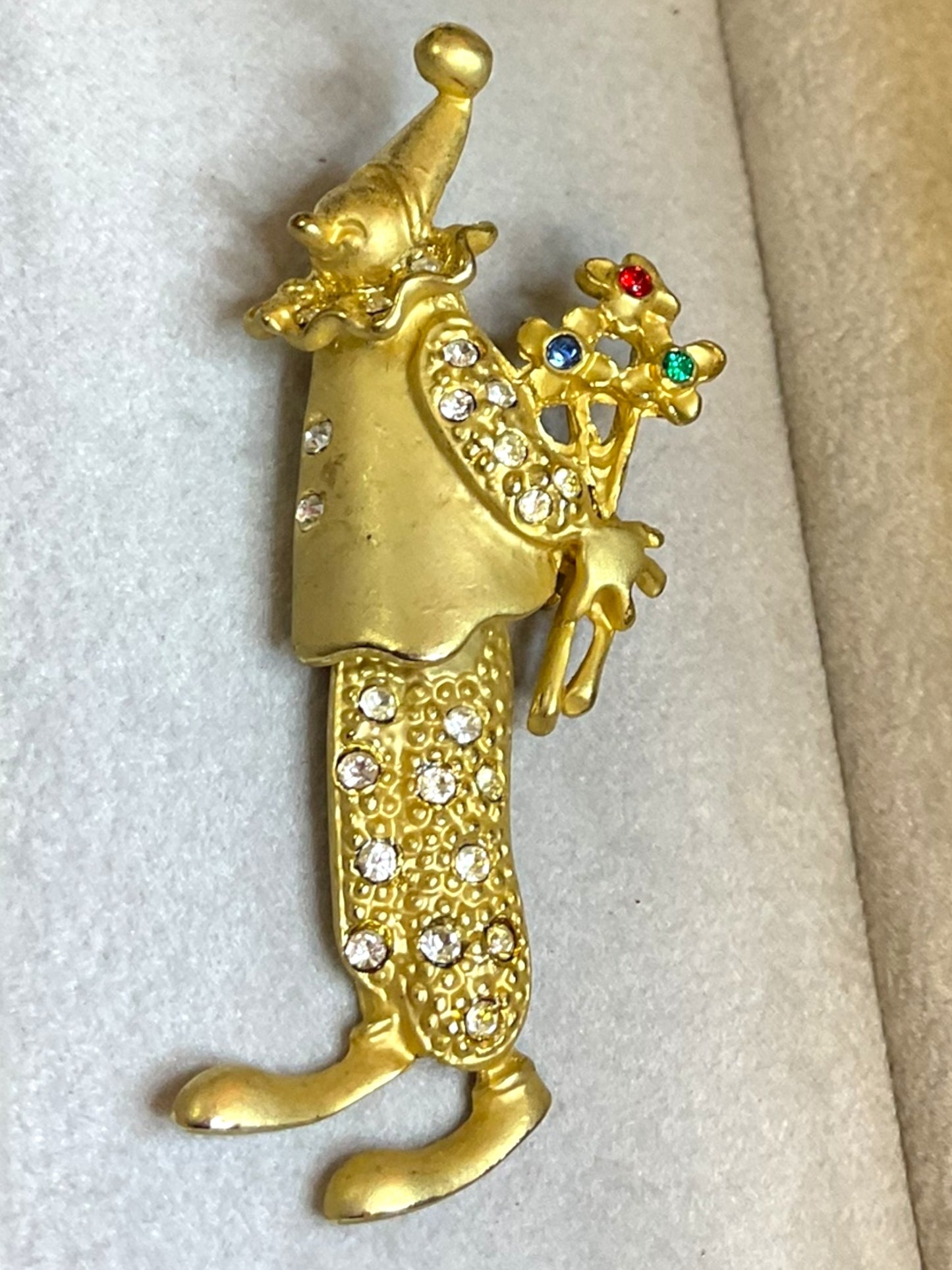 Vintage Kitsch Clown 80s French Dangle Moving Brooch